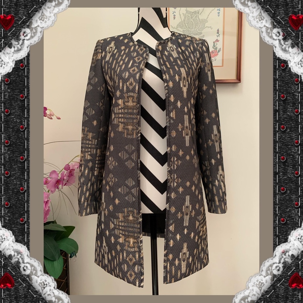 H&M Black and Gold Patterned Blazer